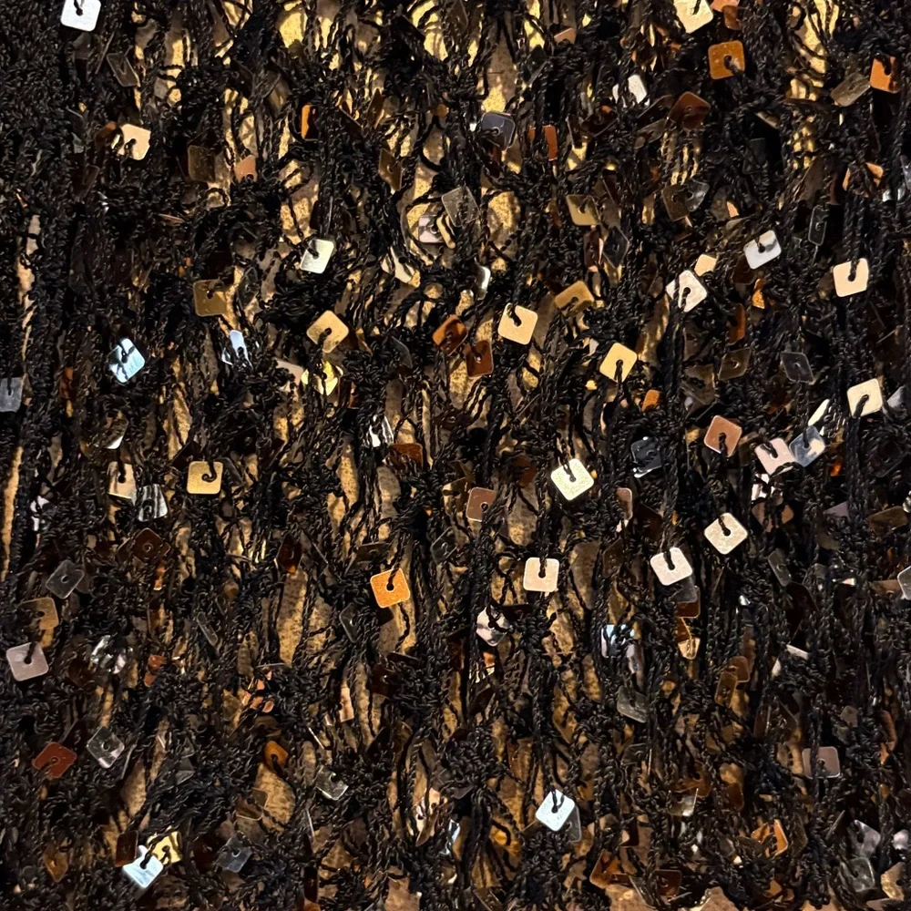 Black Sequin Knit Scarf - Picture 7 of 8